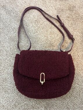 Plush Crossbody Bag in Burgundy - Women's Shoulder Bag A New Day Target